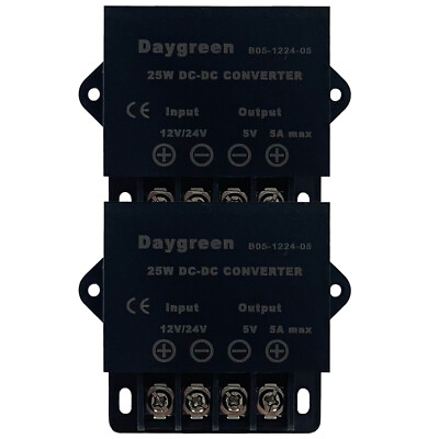 #ad 2PCS DC 12V 24V Step Down to 5V 5A 25W DC Buck Converter Power Regulator Reducer $18.99