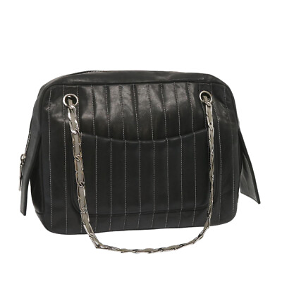 #ad CHANEL Chain Mademoiselle Shoulder Bag Lamb Skin Black CC Auth bs13136 $580.00