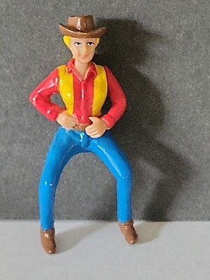 #ad Vintage 2.5quot; Cowboy 🤠 Cowgirl Plastic Toy Figure Shaped to Ride Horse $10.00