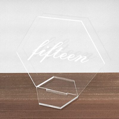 #ad 1 20 Clear Acrylic Hexagon Place Table Numbers Hexagon Place Cards with Stands $57.24