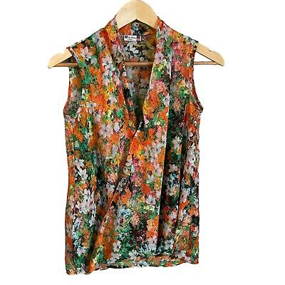 #ad Kut from Kloth Womens Sleeveless Top Wrap Front Draped Size Xs Floral $10.00