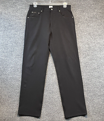 #ad Calvin Klein Pants Men 33x33 Black Stretch Straight Leg Polyester Trousers $18.95