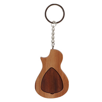 #ad Wood Guitar Pick Set Picks Case Holder Keychain Handmade Instrument Gifts St BOO $11.25