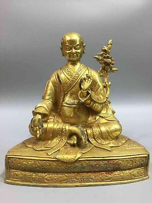 #ad 8#x27;#x27; bronze copper gold tibetan buddhism guru buddha Lama statue $205.80