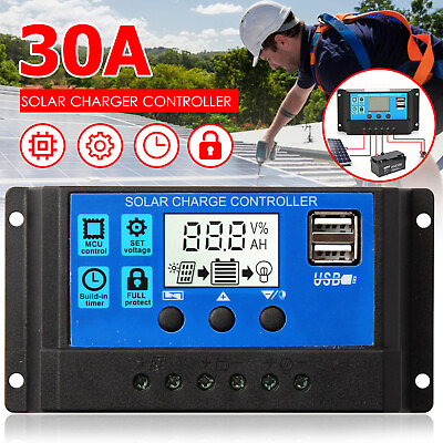 #ad 30A PWM Solar Panel Charge Controller 12V 24V Auto Focus Tracking Dual USB Port $10.55
