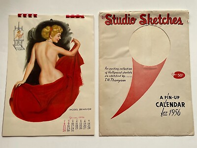 #ad 1956 12 Month Pinup Girl Calendar Studio Sketches by TN Thompson $185.00
