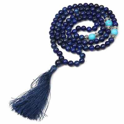 #ad 8mm Natural 108 knot Lapis Lazuli turquoise beads necklace Energy New Gifts C $20.08