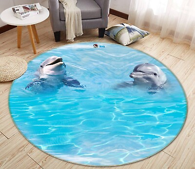 #ad 3D Two Baby Dolphins NBC492978 Game Rug Mat Elegant Photo Carpet Mat Romy AU $298.99