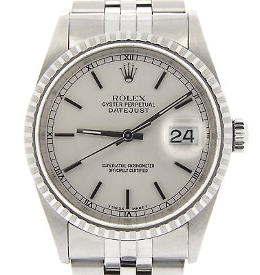 #ad Mens Rolex Stainless Steel Oyster perpetual Datejust Watch Jubilee Silver 16220 $5460.98