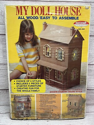 #ad Skilcraft Vintage All wood Dollhouse kit 1970s No. 650 24x16x11 Country Style $79.99