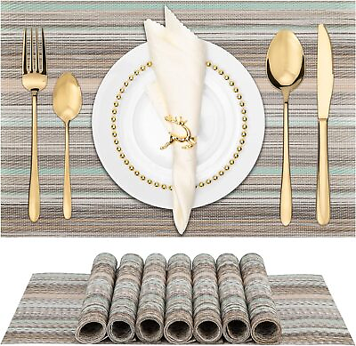 #ad Winknowl Placemats Washable Vinyl Woven Indoor and Outdoor Heat Stain and Water $45.90