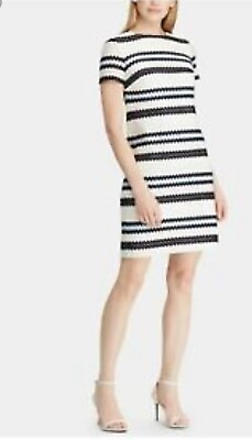 #ad LAUREN Ralph Lauren Blue amp; White Striped Crochet Dress Size 10P $75.00