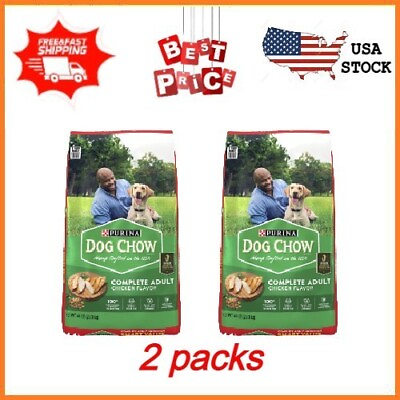 2 Packs Purina Dog Chow Chicken Flavor Dry Dog Food 44 lb Bag $50.00