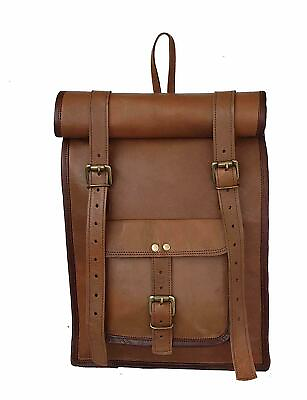 #ad New Brown women Bag Leather free spirit Roll Backpack Genuine Travel Rucksack $61.10