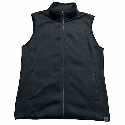 #ad LL Bean Vest Womens Medium Black Full Zip Fleece Casual Preppy Hiking Outdoors $19.95
