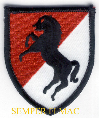 #ad 11TH ARMORED CAVALRY REGIMENT HAT PATCH US ARMY BLACK HORSE PIN UP FORT IRWIN $9.88