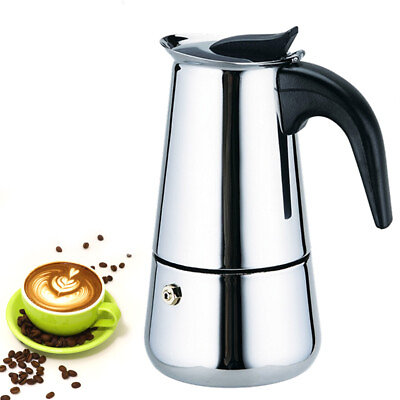 #ad Stovetop Coffee Maker Espresso Stainless Steel 4 Cups 14 oz Moka Pot Italian $15.49