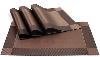 #ad PVC Placemats Heat Resistant Placemat for Dining Table Easy To Clean Brown 4 Pcs $39.99