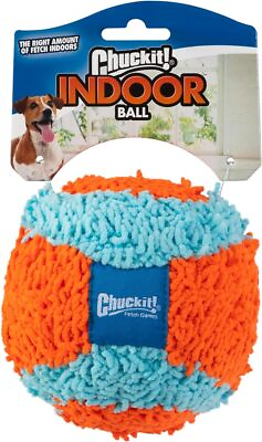 #ad Chuckit Indoor Fetch Ball Dog Toy 4.75 Inch Orange and Blue $13.75