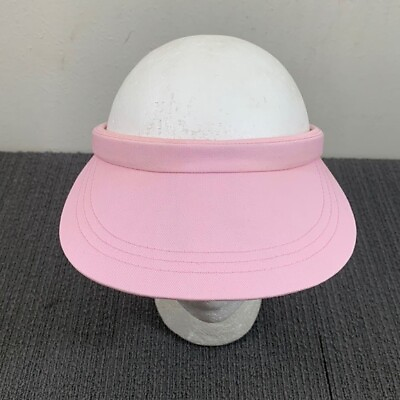 #ad Visor Womens One Size Pink Solid Stretch Hard Brim Golf Tennis Outdoor Sun Cap $4.85