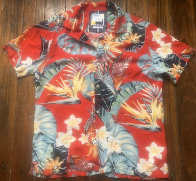 #ad Denim and Flower Mens Medium Casual Hawaiian Button Up Collared T Shirt $15.00