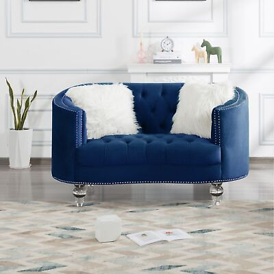 #ad Navy Blue Velvet Loveseat for Living Room Classy Design Easy Assembly Required $660.30