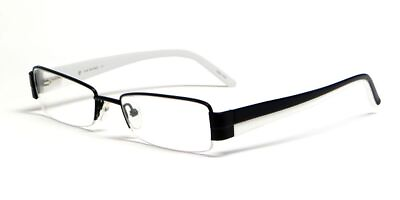 #ad Calabria Viv 5003 Designer Reading Glasses Black White Semi Rimless Choose Power $49.95