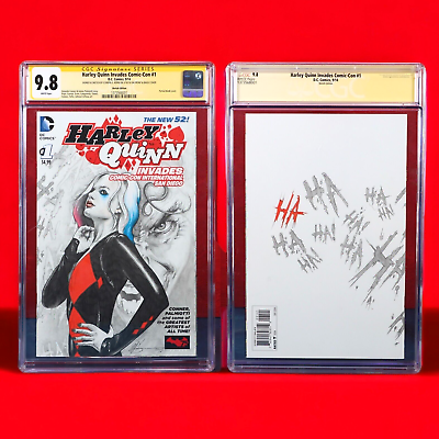 #ad Harley Quinn Invades SDCC SS CGC 9.8 Front Back Sketch Comic By Corbyn Kern 2014 $629.99