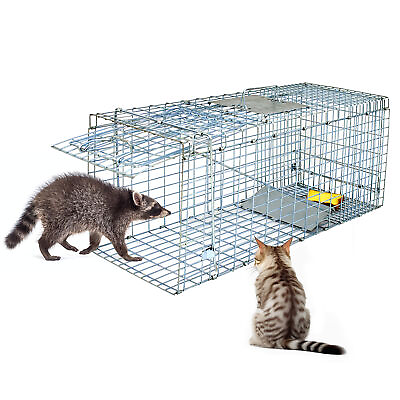 #ad Live Animal Trap 32quot;X12.5quot;X12quot; Steel Cage Humane Rodent Cage for Rabbits Raccoon $29.29