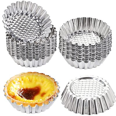 #ad 30 PCS Egg Tart Mold for Baking 3.8 Inch Stainless Steel Mini Tart Tin Pans... $22.49