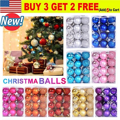 24Pcs Christmas Ball Xmas Tree Ornaments Hanging Baubles Shatterproof Decoration $6.74
