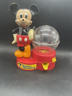 #ad Vintage USA 1986 Mickey Mouse Bank Gumball Machine Wonderful World Of Disney $32.99