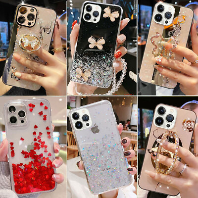 #ad For iPhone 14 13 12 11 Pro Max 14 Plus XR Bling Glitter Diamond Cute Case Cover $7.99