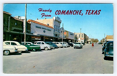 #ad #ad Classic Cars Business District Comanche Texas Unused Vintage Postcard AF393 5A $3.00