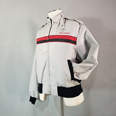 #ad Firestone racing windbreaker jacket men#x27;s large Gray members only style Vintage $34.91