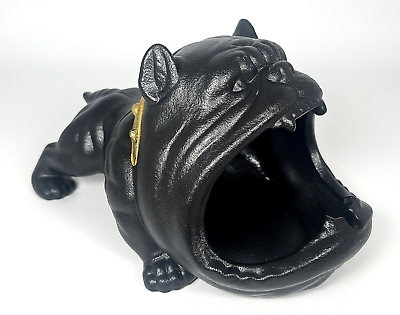 #ad Black French Bulldog Big Mouth Ceramic Ashtray Dog Shape Home Decor $23.99