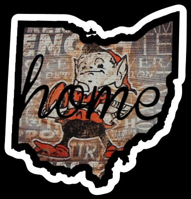 #ad Cleveland Browns MAGNET Mascot Brownie on Premium Vinyl in Ohio shape quot;Homequot; $5.55