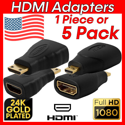 #ad Micro Mini HDMI Adapter HDMI Male to HDMI Female 1080p 3D 4K HDTV Converter $9.99