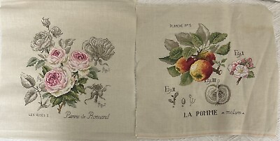 #ad 2pieces completed finished cross stitch Fruits and flowers 11#x27;#x27;x 12#x27;#x27; Gift $89.00
