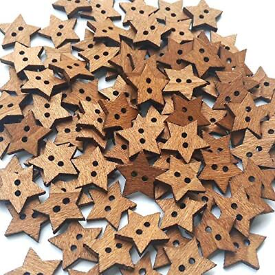 #ad 300Pcs 18mm 2 Holes DIY Star Shape Wooden Button Scrapbook Craft Sewing Decor... $17.87