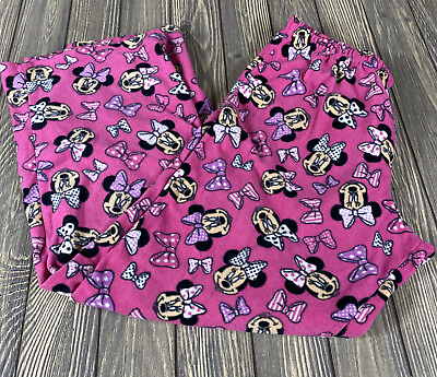 #ad Disney Pink Minnie Mouse Fleece Pajama Pants Size Large 11 13 $11.99