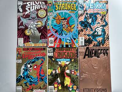 #ad Marvel Comics Lot Holographic Covers Venom Spider Man Avengers Silver Surfer $45.54