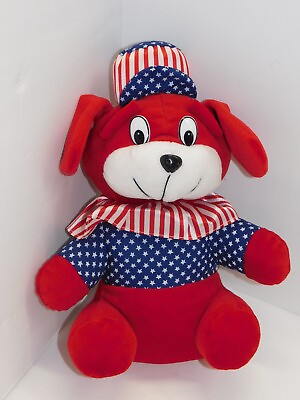#ad Patriotic Dog Plush Flag Décor Red White Blue Sugar Loaf Stuffed Toy Prize $12.99