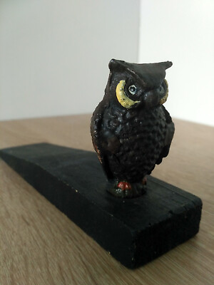 #ad Vintage Cast Iron Owl figurine Door Stop h 55 cm $16.95