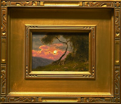 #ad Oil Painting Landscape Western Vintage Antique Art Moon Inness Reborn MAX COLE $549.00
