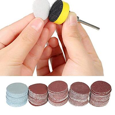 #ad 100 Pcs 1Inch Round Sanding Discs Pad with 1 8 Inch Shank for Drill Grinder $14.99