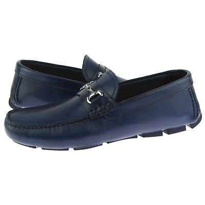 #ad Alex D quot;Richmondquot; Men#x27;s Leather Moccasins Driving Shoes Bit Loafers Blue $105.00