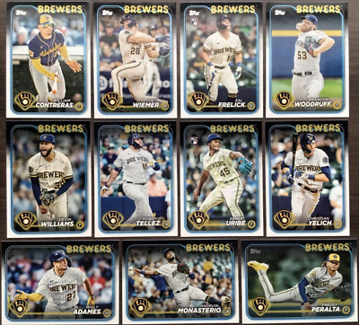 #ad 2024 TOPPS SERIES 1 BASE TEAM SET MILWAUKEE BREWERS FRELICK QTY $3.75