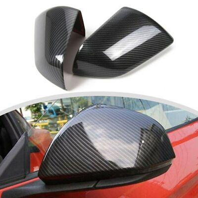 #ad 2x Car Rear View Mirror Cover Trim Shell Fit For Ford Mustang 2015 Carbon Fiber $33.99
