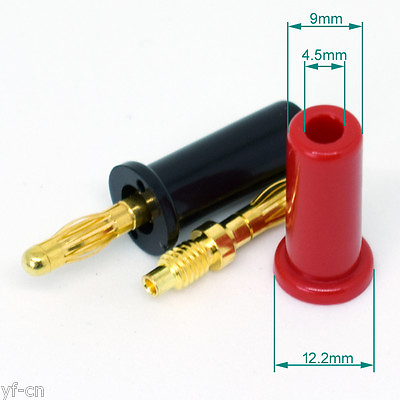 #ad 100pair Gold Plated Copper 4mm Banana Plug Cable Speaker Soldering Connector RB $180.49
